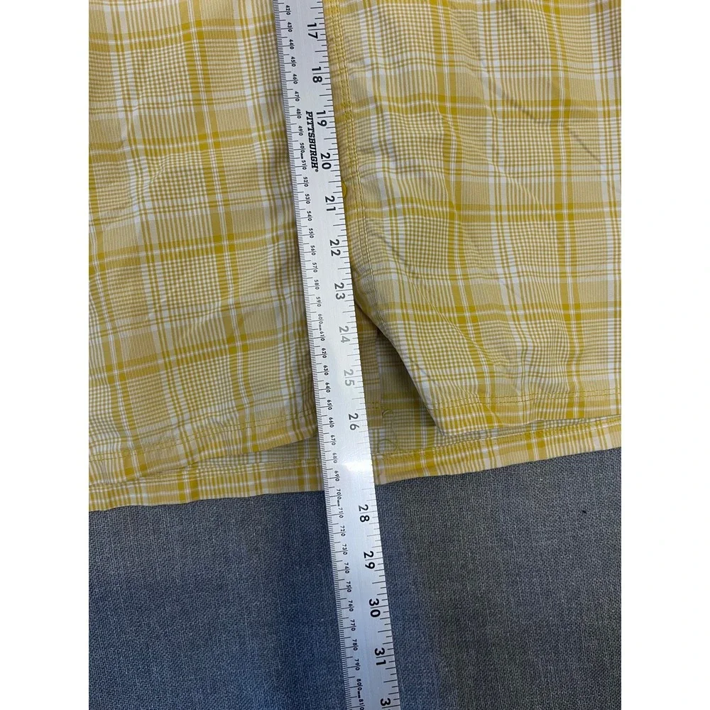 The North Face Mens Yellow Plaid Short Sleeve Hiking Button Up Shirt Size Medium